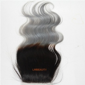 Wholesale Silk Base Two Tone Color Body Wave  Lace Closure Hair Pieces