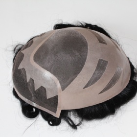 Mens HairPiece Toupee Medium Density Wig Human Hair Replacement Systems Men's Toupee PU Basement