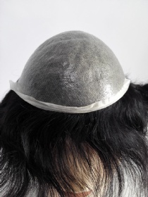 Men's Hairpiece Human Hair Toupee Wig Super Thin Skin Hair Replacement Base Size 8