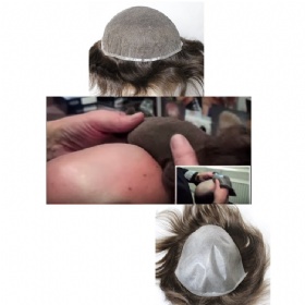 Human Hair Toupee for Men, European Human Hair Pieces for Men with 10