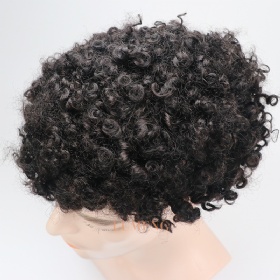 Curly Hair Unit Afro Toupee for Black Men LACE 15MM