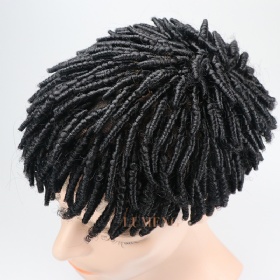 Toupee Hair Barrel Twist Weave Afro 3CURL-LACE1#