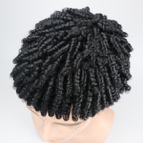 Toupee Hair Barrel Twist Weave Afro 6CURL-LACE1#