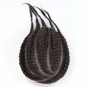 Cornrow Braids Hairstyles Toupee 100% real human hair